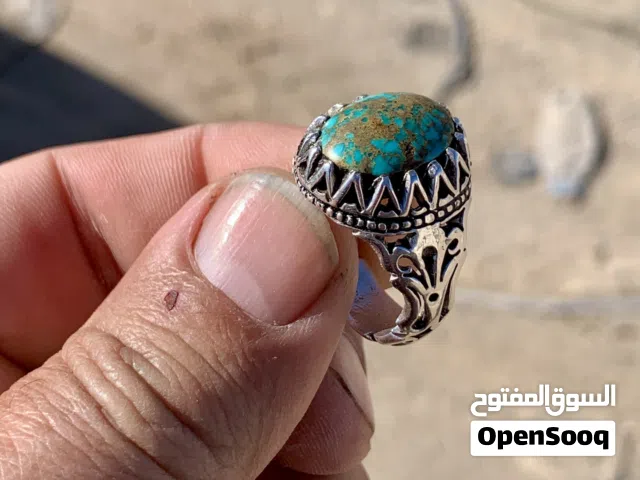 خاتم حجر فيروز غير معالج طبيعي 100%