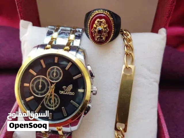 Pack 3 pcs  ساعة أنيقة  براسلي جودة. ممتازة مكتغيرش لون خاتم أنيق