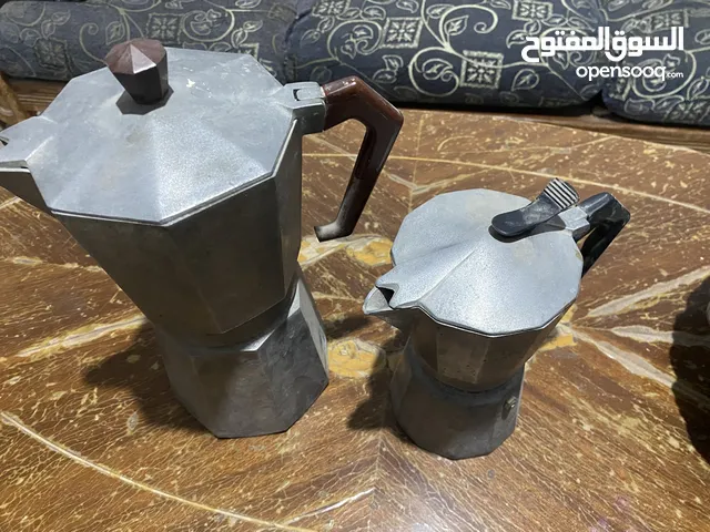 طقم اباريق علبخار قهوة شاي فضية انتيكة قديم للتستعمال او الصمد جاط للفواكه زجاج معتق ثقيل
