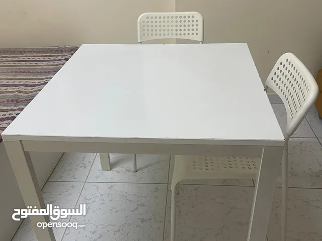 Modern White Square Dining Table with Chairs