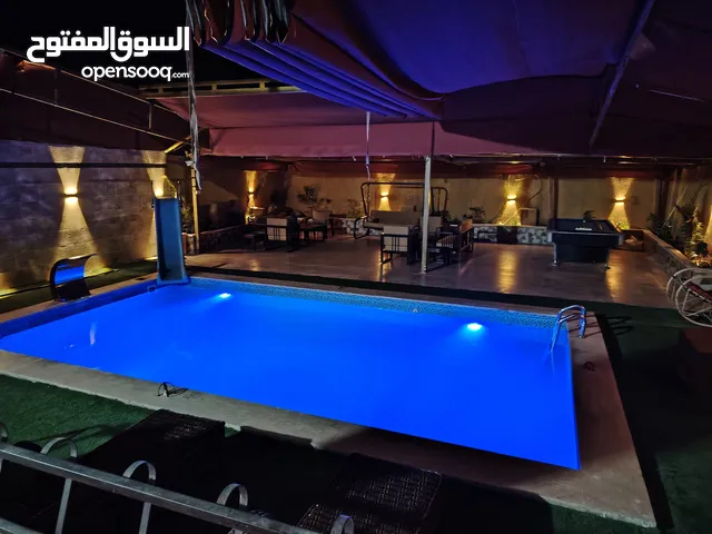 شاليه و مزرعه للايجار بالغور 50 دينار مسبح مدفأ 4*8 بدون عربون مع بلياردو و ترامبولين