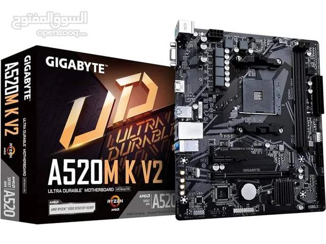 مذربورد جيجابايت لمعالجات اي ام دي رايزن جيل 3000 - 5000 GIGABYTE A520M-K V2/DDR4 FOR AMD RYZEN CPU