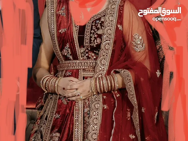 Red bridal Lehanga from boutique Numaish exhibition - 2 shawls and belt