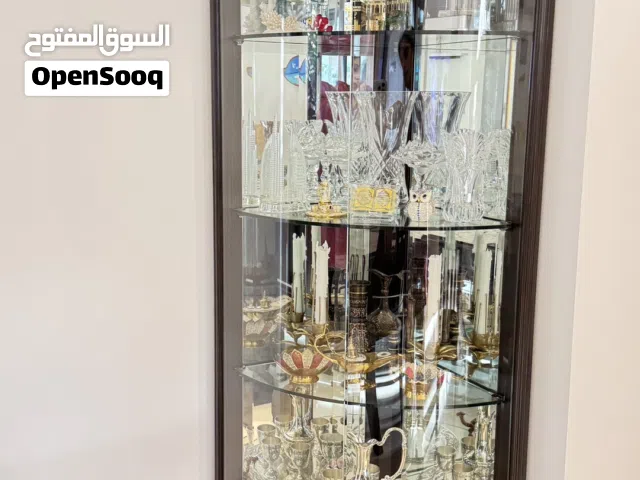 Corner Display Cabinet with Glass Doors and Ceiling Light