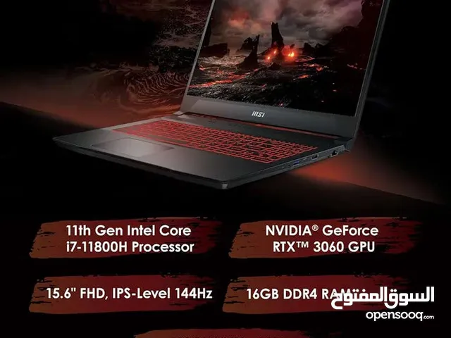 MSI Katana GF66 15.6" FHD 144Hz Gaming Laptop, Core i7-11800H, GeForce RTX 3060, 16GB DDR4, 512GB SS