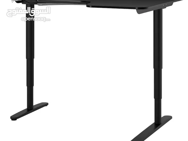 IKEA Corner desk right sit/stand, black stained ash veneer black, 160x110 cm