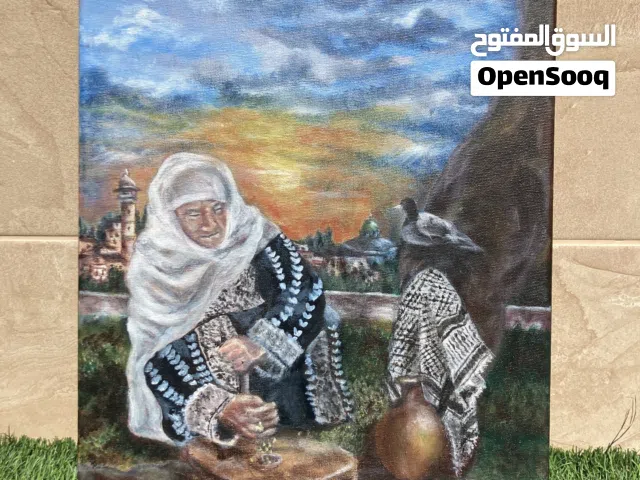 لوحة كانفس رسم يدودي بالاكريليك