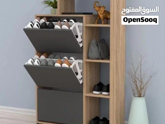 وصل حديثا  خزانة احذية قلاب مع رفوف جانبية ورف علوي بتصميم مميز تحتوي على 3 دفات قلاب