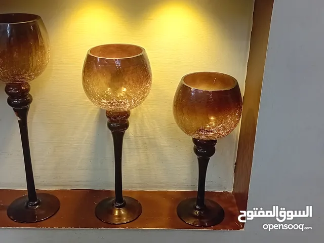 طقم 3 قطع كاسات لون بني واسود