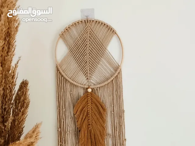 ديكور حائط دائري من المكرامية بتصميم ورقة أنيقة – لمسة فنية بوهيمية"