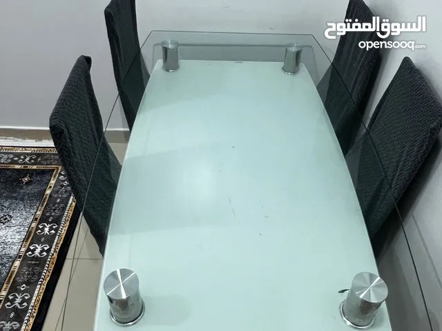 Home box Glass Dining Table with 4 chair and One glass table with 2 layer of glass