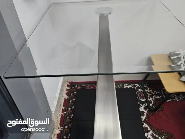 Modern Glass Top Corner Table / Side Table - Brushed Steel Leg