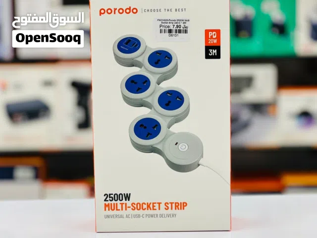 Porodo 2500W Multi- Socket Strip.