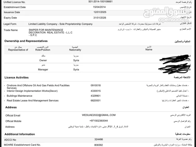 رخصة للبيع
