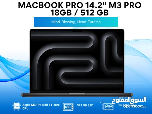Macbook pRO 14.2" M3 pro 18GB / 512 Gb/ماك بوك برو 14.2" M3Pro