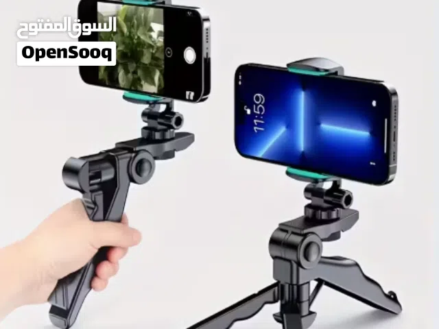 حامل ثلاثي دوار 360° للهواتف الذكية مع ارتفاع قابل للتعديل ومثبت مضاد للاهتزاز، مصنوع من ABS متين، ر