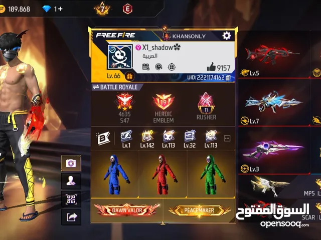 selling it for good free fire account or 1200 n you can bargain also