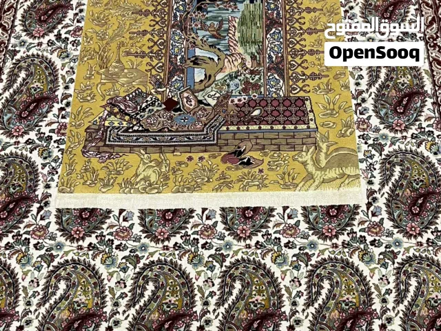 سجادة ايراني ممضية (تبريز بافت بداخلها تابلوه الحديقة القمريه حرير طبيعي بيور ممضى ايران حافظ)