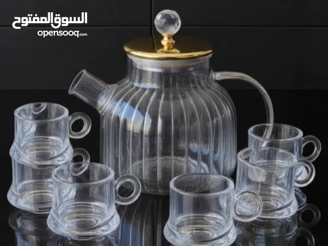 طقم كتلي منقوش حراري على النار مباشرة مع 6 أكواب زجاج حراري شفاف 1000 مل  ᎯᗰΞΞN ṢṬŐRΞ