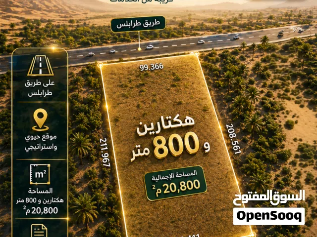 هكتارين و 800 متر في طريق طرابلس