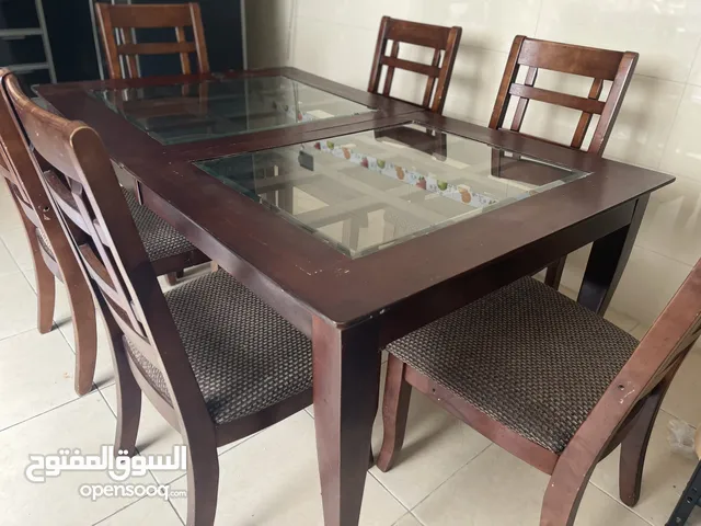 Wooden + glass adjustable Dining Table heavy duty