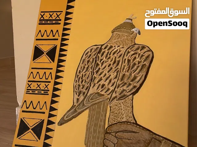 هيبة الصقر على معصم الصقار The Majesty of the Falcon on the Falconer’s Glove قياس 40*50cm