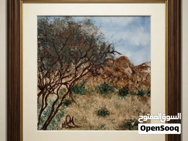 لوحة فنية أصلية: "مشهد الطبيعة الجبلية"