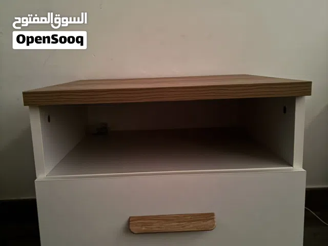 Modern White & Wood Bedside Table / Nightstand