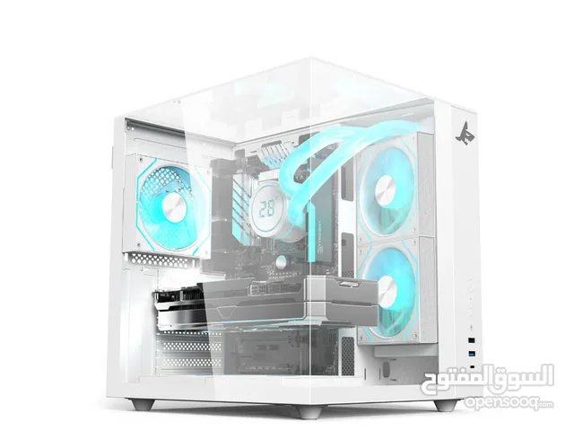 كيس شاركس (GX500-W) SHARX (GX500-W) كيس ATX، أسود، مع 5 مراوح ARGB، ووحدة تحكم، وزجاج مقوى - أبيض ,
