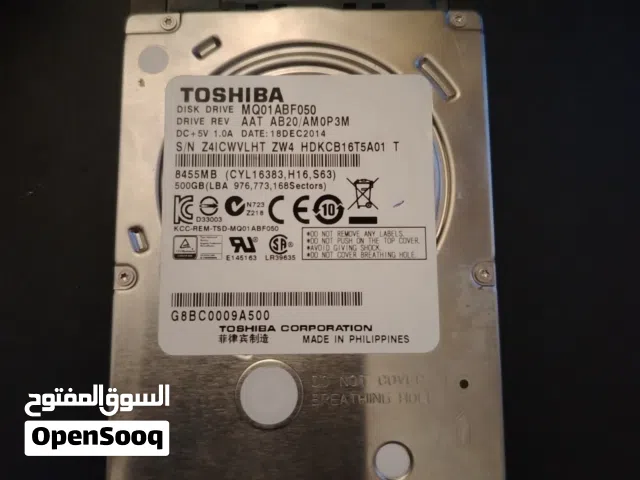 هارد ديسك من شركه Toshiba مساحته 500 قيقا لابتوب و بيسي