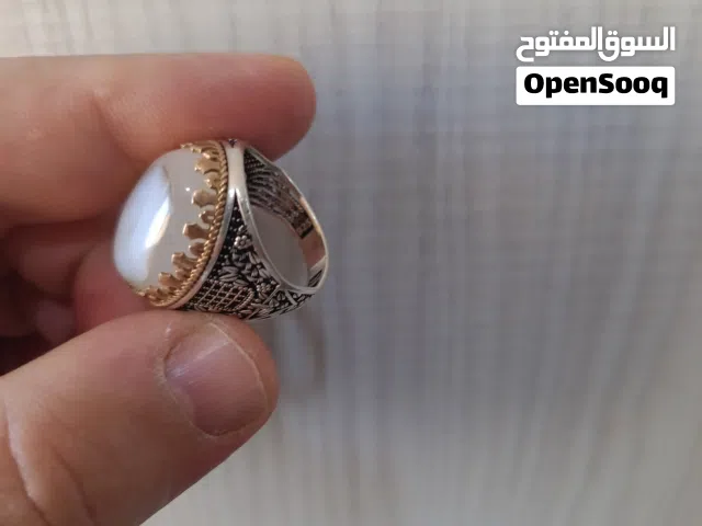 خاتم فضه عقيق طحلبي