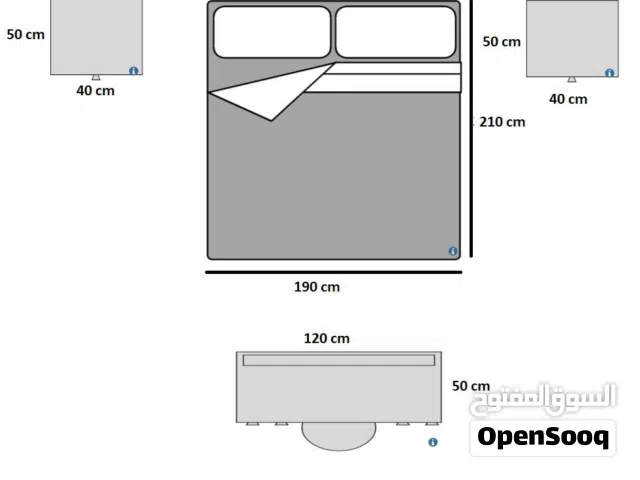 غرفة نوم ماستر كاملة بدون خزانة