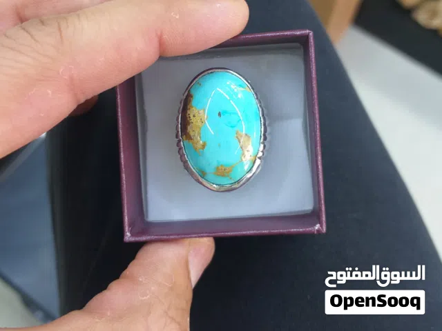 خاتم فيروز نيشابوري طبيعي natural Iranian nishapuri turquoise feroza ring