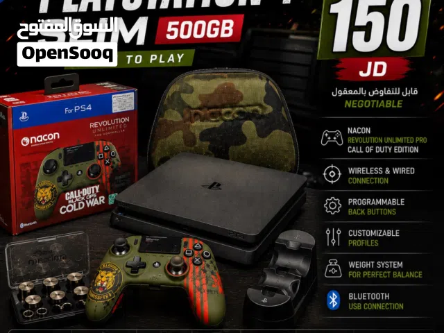 للبيع PlayStation 4 Slim 500GB + يد Nacon Revolution Unlimited الاحترافية + شاحن لاسلكي