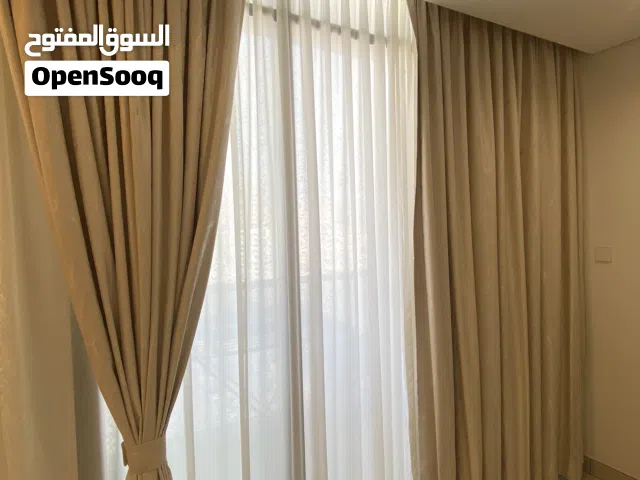 Beiges blackout curtains with white sheer panels - set of 2