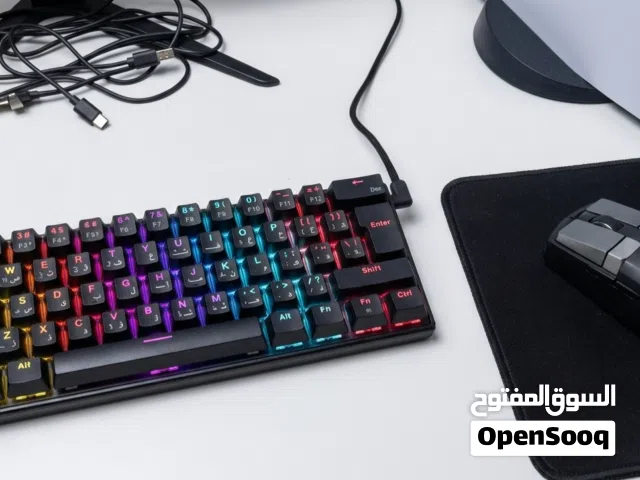 كيبورد جيمينج (سويتش احمر) و ماوس ميكانيكي+ماوس باد صغير