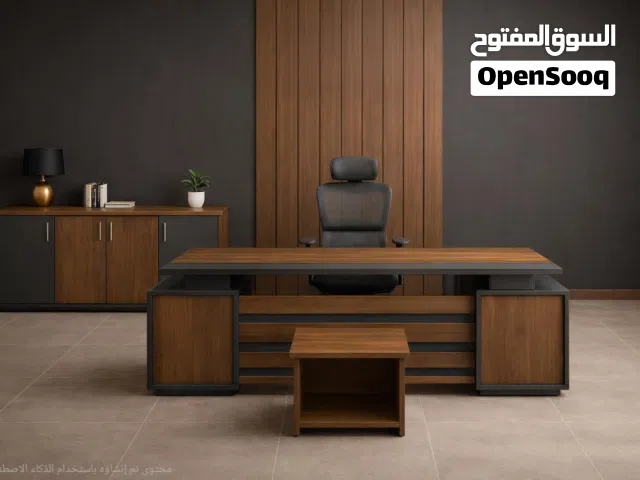 مكتب إداري مع خزانة وجانبية وطاولة