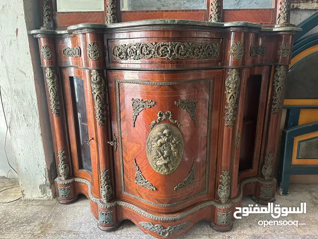 بهو انتيك خشب زان مصري مرصع نحاس مع مرايا
