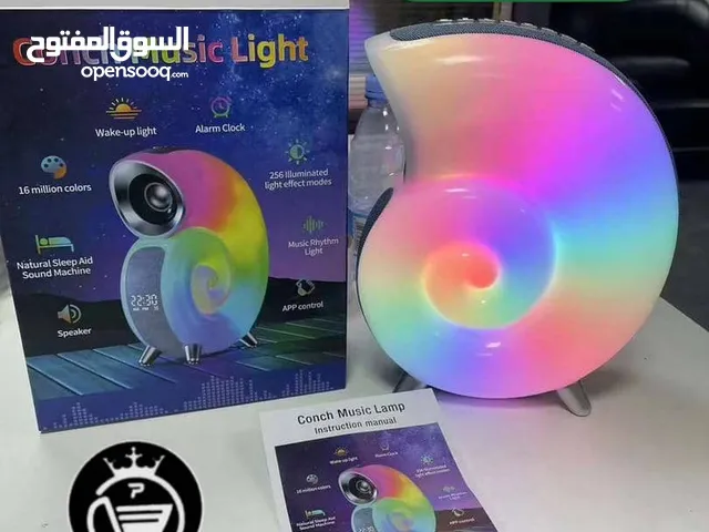 ترقية مصباح Conch RGB LED الليلي، مصباح لاسلكي مع مكبرات صوت بلوتوث، مصباح جو مصباح 4 في 1 يعمل