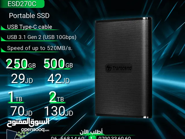 هاردسك خارجي 250GB 500GB 1TB 2TB ترانسد Portable SSD