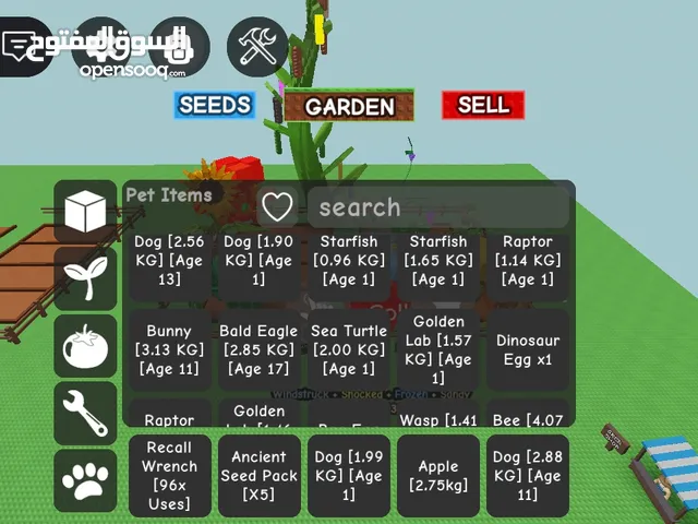 حساب روبلوكس فيه grow a garden & blox fruit