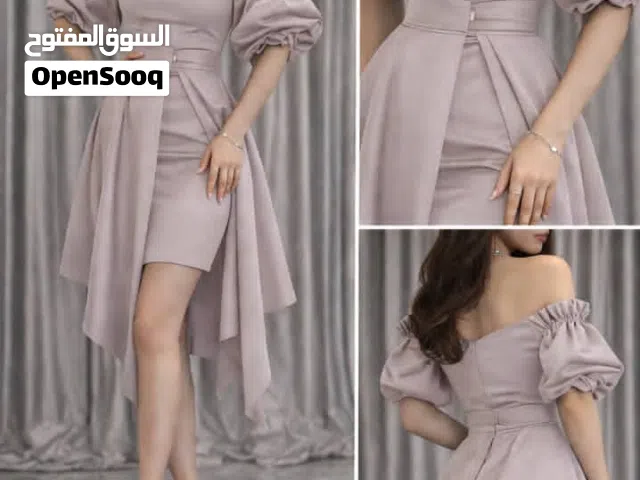 فستان أنثوي راقي فستان نسائي قصير تصميم مكون من قطعتين قصة مفتوحة مثل الرداء تعطيكِ