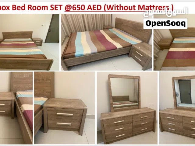 Home Box Bedroom Set - king size Bed Frame, 2 Nightstands, Dresser with Mirror (No Mattress)