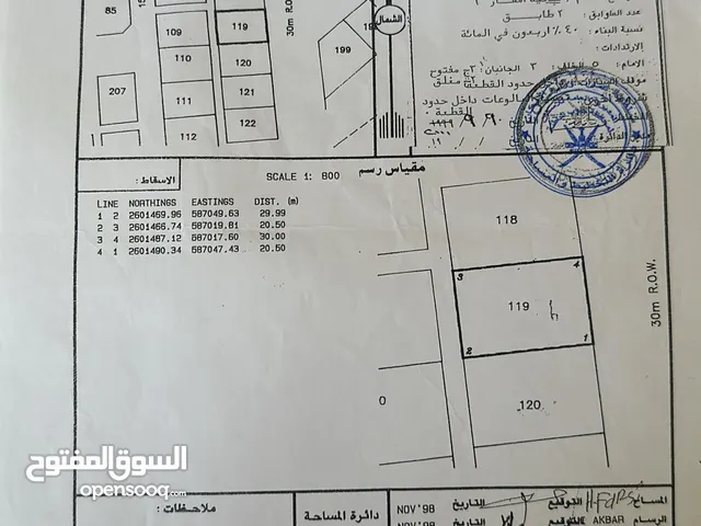 Residential Land for Sale in Al Batinah Wadi Al Ma'awal