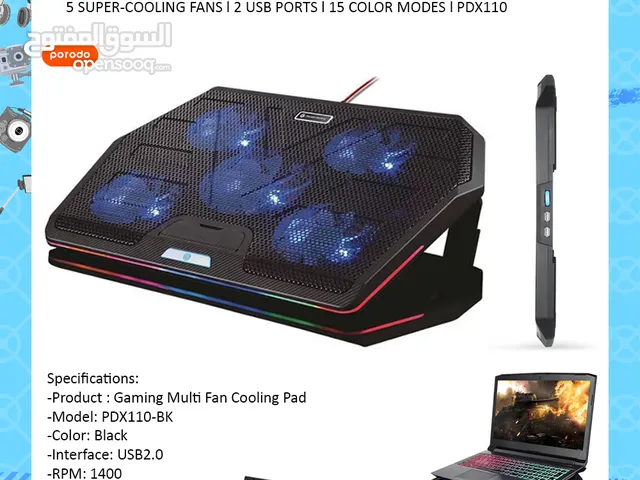 Porodo laptop RGB cooling pad pdx110 ll Brand-New ll
