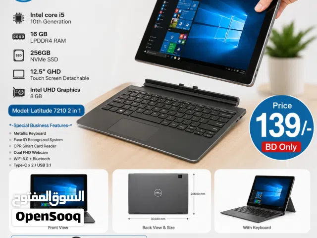 DELL i5 10th Gen 2 In 1 Business Touch Laptop + Tablet Detachable 16Gb RAM Like New Free Bag & Mouse