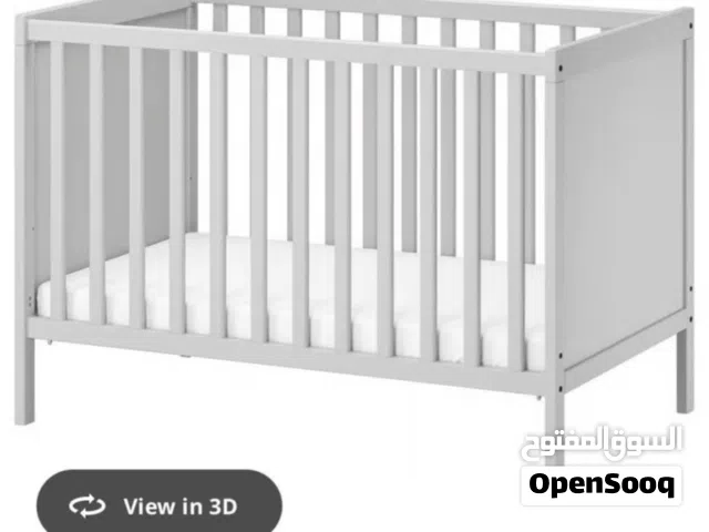 Ikea bed for kids with Mattress,bumper sheets. سرير اطفال ايكيا مع المرتبة وحاجز الحماية والملايات