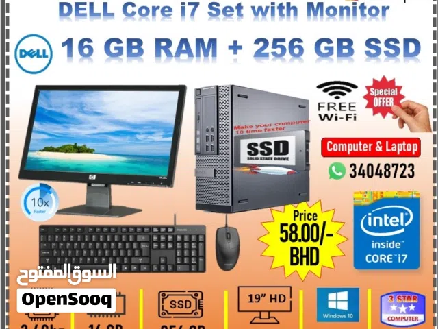 Dell Core i7 3.4Ghz 16GB RAM 256GB SSD 19" Monitor Computer Set SSD 10x Fast