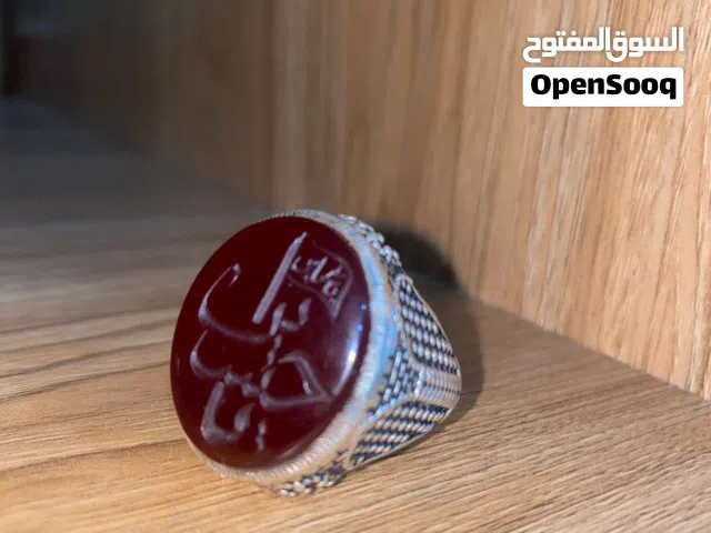 خاتم فضه بحريني ثقيل عقيق