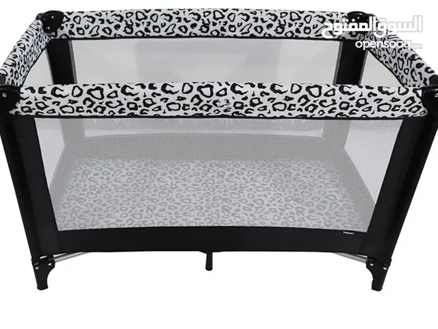 Leapord Print Travel Easy Fold Compact Baby Cot And Bed